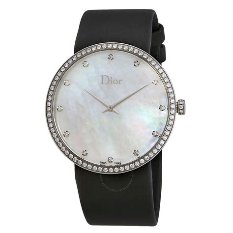 Dior La D De Dior Mother of Pearl Dial Black Satin Diamond